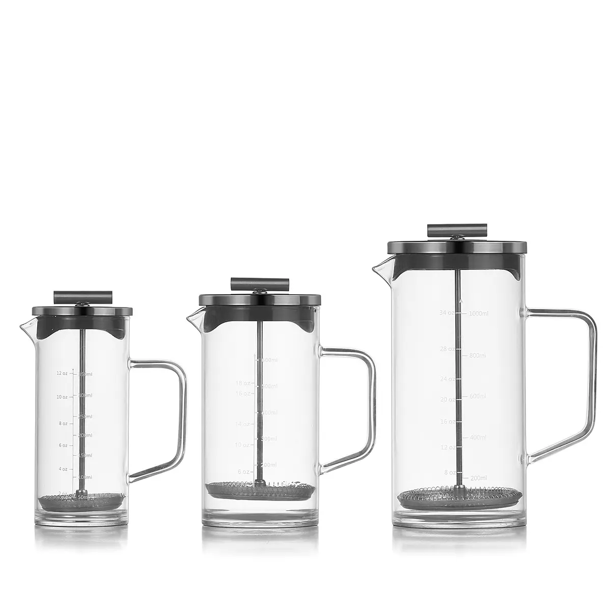 Heißer Verkauf 12oz 20oz 34oz Kaffee Tee Milch Blister Tragbare französische Presse Kaffee maschine Topf Glas Französisch Presse Tasse Mit Deckel