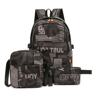 Fashion Men 3 Pcs Leisure Sports Outdoor Travel Backpack High Quality Canvas Teenagers Student School <b>Bag</b> Set for Women - Product Image 5