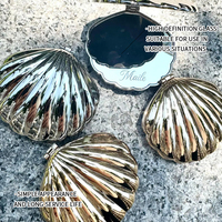 Miroir de poche pliable double face en alliage de zinc gravé au laser personnalisé, forme coquille, luxe doré, pour mariage et demoiselle d'honneur