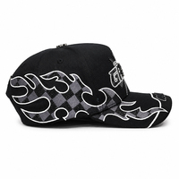 Casquette de baseball 2026 en stock Sech Negra Gorras Maestro Shifu personnalisée en daim à large bord avec logo 3D en strass et bord flamme, modèle Gorras Baez