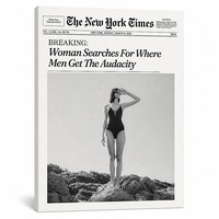 Toile graphique sur cadre, style 'Old Press', 'Woman Searches for Where Men Get the Audacity', pour la vente en gros aux revendeurs d'art mural pour dortoirs