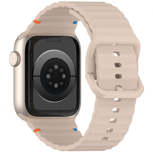 สายรัดยางลายคลื่นหัวเข็มขัดที่มีสีสัน I Watch 10/9/8 ultra 42/44/45/49มม. ซิลิโคนแนวสปอร์ตสำหรับ Apple Watch - Product Image 4