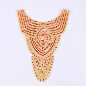 Wholesale Embroidery Water Soluble Applique Sequins Chemical Lace Collar Lace Motif Neckline