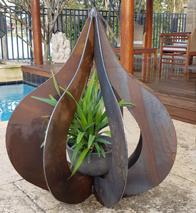 Chainahl — grande <span class=keywords><strong>pot</strong></span> de fleurs en <span class=keywords><strong>acier</strong></span>, sculpture ornementale personnalisée - Product Image 1