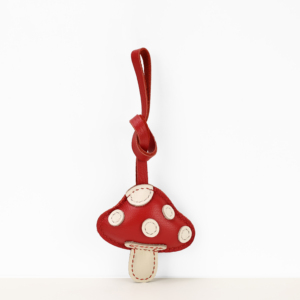 New Arrival: Purely Handmade <b>Bag</b> <b>Charm</b> — Cute, 3D-Stuffed Cartoon Mushroom Pendant Crafted from Goatskin Leather - Product Image 4