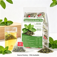BORUN Thé Vert Menthe en Sachets Pyramidaux 90g (30 sachets de 3g) – Infusion Florale Apaisante Contre la Fatigue, Réduit l'Excès de Graisse, Rafraîchit l'Haleine, Apaise