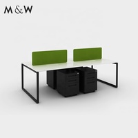 M & W Dubai Project Table de bureau 4 personnes Mobilier commercial avec design moderne Postes de travail modulaires professionnels Taille standard