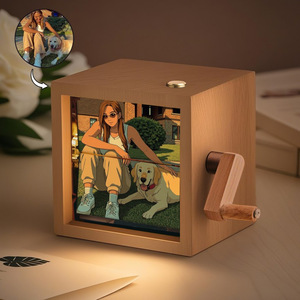 Boîte à photos en bois pour <span class=keywords><strong>couple</strong></span>, cadeau fête des mères - Livre <span class=keywords><strong>photo</strong></span> <span class=keywords><strong>personnalisé</strong></span> lumineux à manivelle, appareil <span class=keywords><strong>photo</strong></span> souvenir, cadeau - Product Image 3