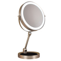 Nouveau miroir de maquillage pliable avec cadre métallique, éclairage LED double face, bande lumineuse intelligente, interrupteur tactile, grossissement 5X-10X