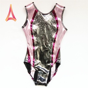 Shiny Spandex Mystique <strong>Black</strong> Bodice Rhinestone <strong>Girls</strong> Gymnastics Practice <strong>Leotards</strong> - Product Image 5