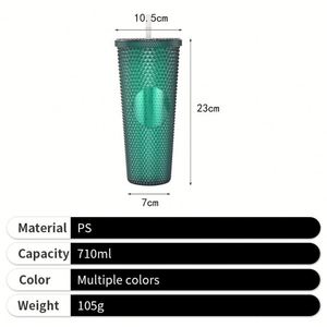 2026 Factory Price Plastic Studded Tumbler 710ml <b>Double</b> <b>Wall</b> Tumbler <b>Mug</b> With Straw and Lid - Product Image 3