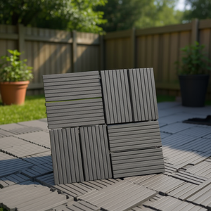 Baldosas de WPC de 12x12 pulgadas, color gris oscuro, entrelazadas, duraderas, para terrazas - Product Image 2