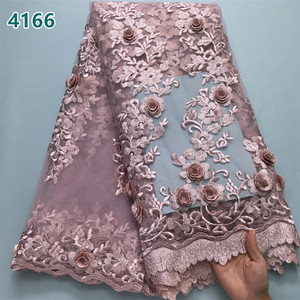 Tessuto di pizzo africano con paillettes e perline all'ingrosso in Tulle francese pizzo a rete per cucire donne abiti da sposa 4166 - Product Image 2