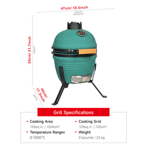 Mini Griglia Kamado Verde Opaco da 13 Pollici, Griglia da Giardino Integrata per Cucina Esterna, Griglia BBQ Kamado Joe - Product Image 2