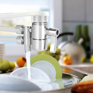 Robinet de cuisine en laiton chromé avec filtre à eau et double vanne de dérivation pour système de purification d'eau sur comptoir - Product Image 4