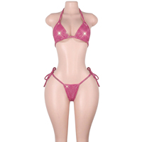 Ensembles de lingerie deux pièces brillants à pois et sequins, tenues de danse exotique, ensembles pour festivals et soirées, vêtements pour adultes pour club et serveuses de bouteilles