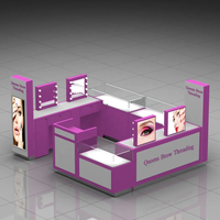 Meuble de présentation cosmétique sur mesure, présentoir de maquillage, mobilier de salon de beauté de luxe avec miroir, kiosque de maquillage pour sourcils pour centre commercial