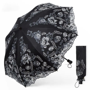 Jinjiang SD <b>Umbrella</b> Supplier Exquisite Luxurious Embroidered Manual Iron Tube American Style 8ribs Promotional UV Folding - Product Image 5