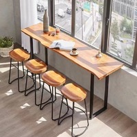 Table de bar en bois massif, moderne et simple, pour la maison, le balcon, le restaurant, le salon de thé, table longue et étroite à poser contre le mur