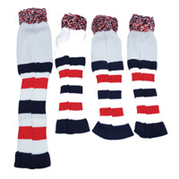Couvre-tête de club de golf tricoté, motif drapeau, lot de 4 pour le driver et les fairway woods 1, 3, 5, X, protection de tête de club, accessoires de golf