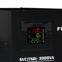 Régulateur de tension monophasé entièrement automatique noir 3KVA SVC TND industriel en cuivre avec écran LCD