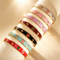 Bracelet étoile coloré en acier inoxydable pour femme, design vintage goutte d'huile, fermoir plaqué or, bracelet de luxe léger haut de gamme