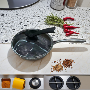 Poêle à frire en acier inoxydable, nid d'abeille, antiadhésive, ronde, 12 pouces, ustensile de cuisine pour usage intérieur - Product Image 5