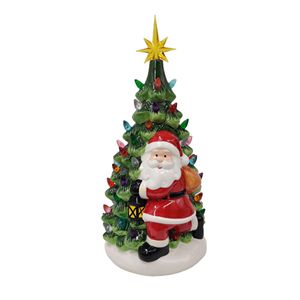 China de fábrica de alta calidad de único artificial cerámica verde iluminado Mesa iluminado árbol de Navidad decoración del hogar - Product Image 2