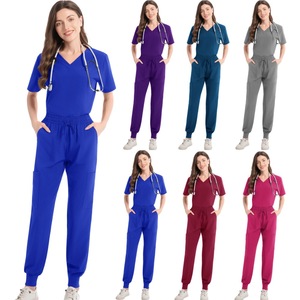 Women's Scrub Set Moisture Wicking Knitted Split Uniforms For Hospital And Spa Use Size S XXL - Product Image 1