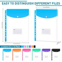 Porte-documents en plastique A4 transparents, porte-documents à 11 trous, pochettes perforées en PP, classeurs extensibles, format à feuilles mobiles