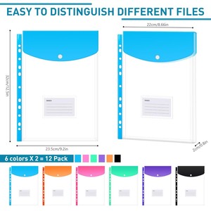 ए 4 प्लास्टिक वॉलेट पारदर्शी दस्तावेज़ फ़ाइल धारक 11 छेद pp पंच्ड फ़ाइल जेबों को एक्सपेंड करें - Product Image 2