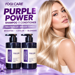 YOGI CARE Purple Power Shampoo & Conditioner Set 300ml Each Color Protection Remove Yellowing Shampoo Set for Blonde Hair - Product Image 1