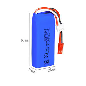 Paket Baterai Lithium Polimer 7.4V 900mAh Isi Ulang 752560 untuk Mainan Helikopter Anak, Drone RC, Pesawat Terbang - Product Image 2