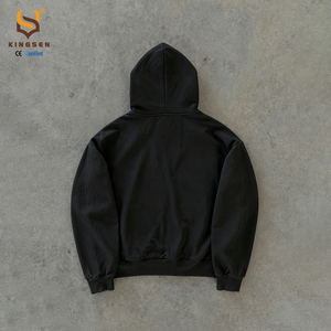 Sudadera con capucha personalizada de algodón 100% de alto gramaje para hombre, estilo urbano, con cremallera, estampado frontal, vintage, con pedrería y hombros caídos - Product Image 3