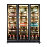 Refrigerador Comercial Vertical con Puertas de Vidrio Antivaho, Enfriador de Bebidas con Sistema de Enfriamiento por Aire sin Escarcha