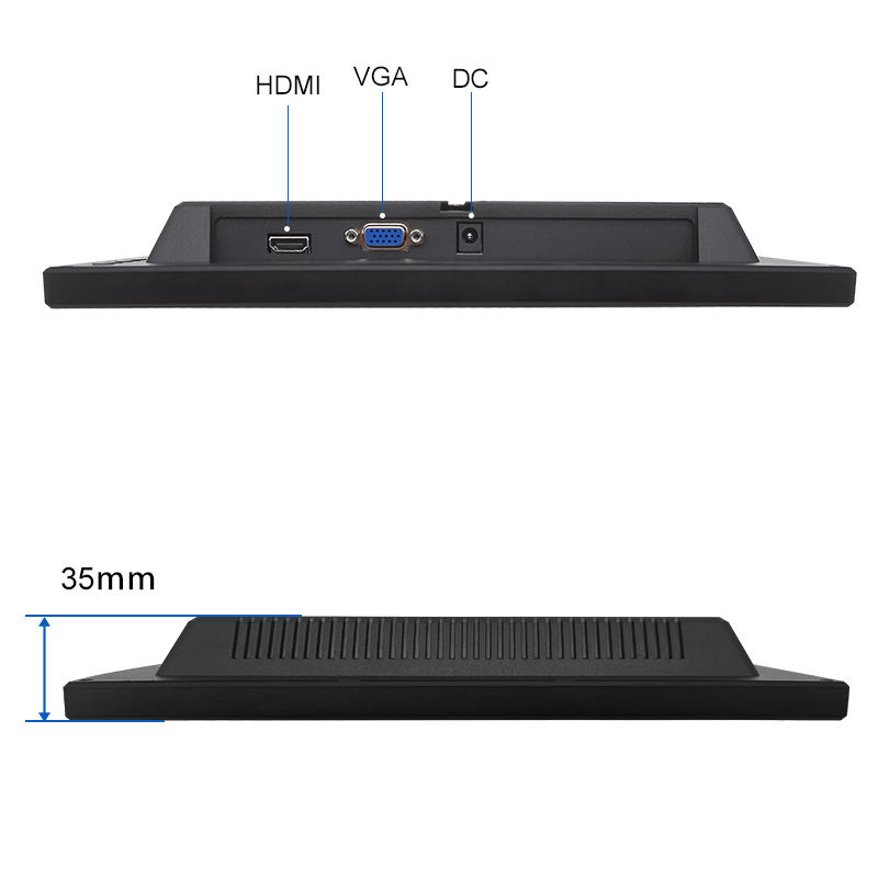 11.6 Inch IPS1920*1080 HD VGA Non-Touch Plastic TFT Industrial Laptop Monitor VESA Wall-Mounted Black