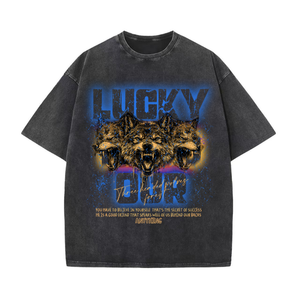 Top Quality peso massimo 230gsm cotone 100% t-Shirt Wolf testina stampa su misura oversize Streetwear maniche corte per uomo t-Shirt - Product Image 2