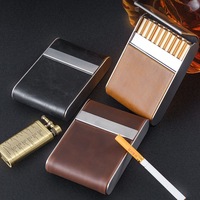 Étui à cigarettes portable en cuir de 65 mm, taille moyenne, pour 20 cigarettes, style ethnique minimaliste, avec fermoir magnétique, pour homme