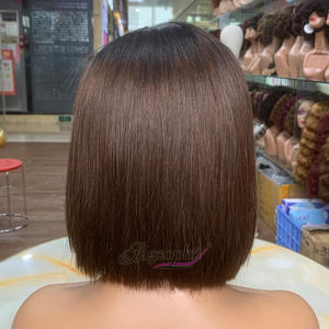 Perruques courtes lisses de type bob à deux tons ombrés, cheveux humains T1B4, 8 pouces, fermeture en dentelle 5x5, perruques en dentelle vietnamienne pour femmes noires - Product Image 2