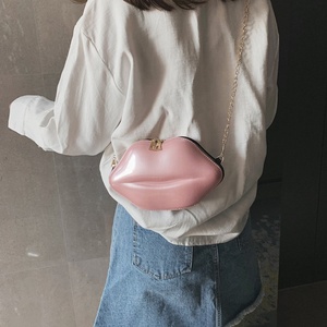 4 couleurs créatives de luxe brillant Pu femmes à grandes lèvres Double curseur Mini sac à main messager avec <span class=keywords><strong>compartiment</strong></span> interne - Product Image 4