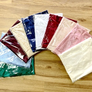 <span class=keywords><strong>Vestaglia</strong></span> da Sposa, Damigella e Damigella d'Onore in Raso di Seta Morbido e Liscio con Bordo in Pizzo, Scollo a V, Lunghezza al Ginocchio - Product Image 4