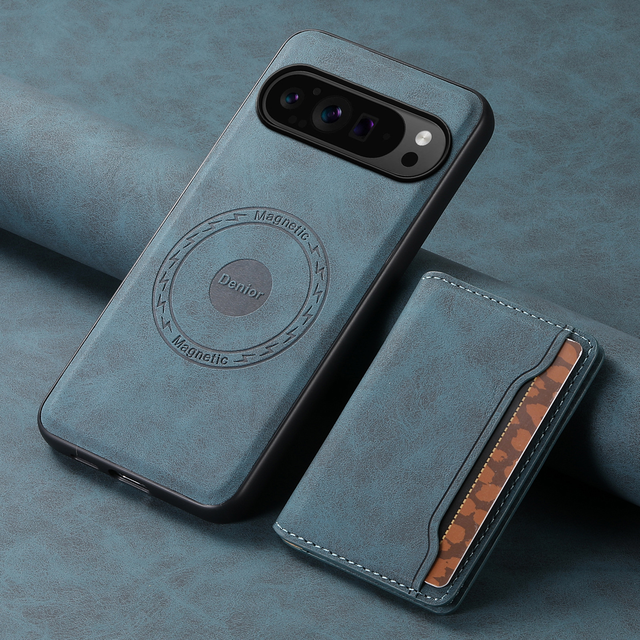 Magnetic Wireless Charging Phone Case PU Leather 3-Card Wallet Stand Protective Cover for Google Pixel 9 8 7 6 Series Pro