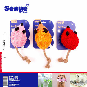 33x12cm stile classico 12-Pack colorato in lana peluche giocattolo da masticare interattivo per cani eco-friendly riccio con coda di corda 3 colori - Product Image 1