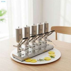 Machine de remplissage manuelle à 5 buses en acier inoxydable |   Injecteur de crème/confiture facile à utiliser pour éclairs, beignets et pains - Product Image 1