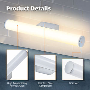 Lampe murale LED moderne 2026, nouveau design, lumière chaude 2700K, en acier inoxydable, pour intérieur, étanche IP44 - Product Image 6