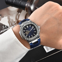 Montre pour homme tendance, montre automatique mécanique carrée, étanche, calendrier, montre-bracelet sertie de diamants