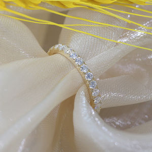 Pastone ghiacciato Moissanite 2mm di pietre rotonde anello anello Vvs anello di corrispondenza con diamante anello di fidanzamento di nozze regalo di gioielli per anniversario - Product Image 4