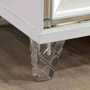 Contemporary Nightstand With Hidden Jewelry Drawer Acrylic Legs White Finish Bedroom Furniture - Product Image 5
