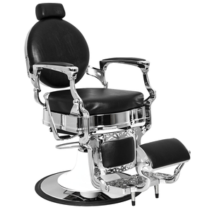 Black <b>Retro</b> Reversible Luxury Golden Barber <b>Chair</b> Customizable Leather for Modern Salon Furniture for Barber Shops - Product Image 2