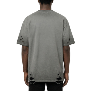 เสื้อยืดกราฟิกสีดำฟอกทรงโอเวอร์ไซส์สไตล์วินเทจสำหรับผู้ชายคุณภาพสูงจาก TOPSHOW OEM แบบสั่งทำพิเศษ - Product Image 3